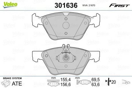 Колодки гальмівні DB P. W210/W211 96-09 Valeo 301636 (фото 1)