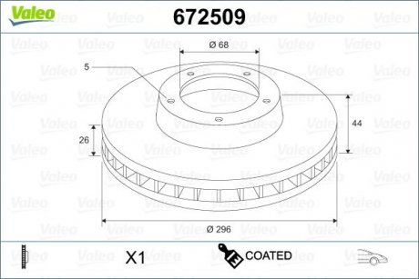 Диск гальмівний MALOWANA NISSAN QASHQAI Valeo 672509 (фото 1)