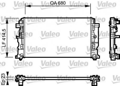 Радиатор водяной MB Sprinter 906 / VW Crafter 2006- (415x680x23) Valeo 734926 (фото 1)