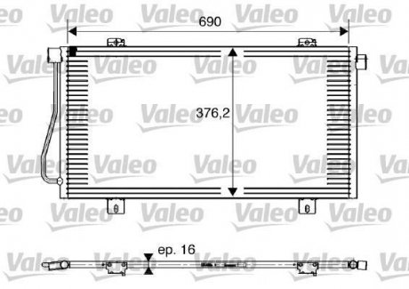 Радіатор кондиціонера, 1.9-2.2-2.5dCi 02- (690x376x16) Valeo 817742 (фото 1)