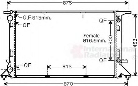 Радіатор охолодження AUDI 1.8 FSi / 1.8 TFSi (вир-во) Van Wezel 03002293 (фото 1)