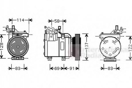 Компресор кондиціонера GETZ 14i/16i MT/AT 05-09 (вир-во) Van Wezel 8200K199 (фото 1)