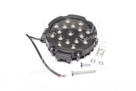 Фара LED кругл. 51W (17*3W) 202*160*65мм, широкий луч 12/24V 6000К Wassa (Руслан-Комплект) ФР-135 (фото 1)