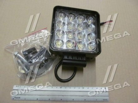 Фара LED квадратная 48W, 16лампx3W, 108*131*58, узкий луч 12/24V 6000K Wassa (Руслан-Комплект) ФР-220 (фото 1)