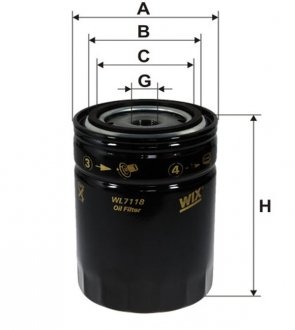 Фільтр масляний двигуна /OP563/1 (вир-во -FILTERS UA) WIX FILTERS WL7118 (фото 1)