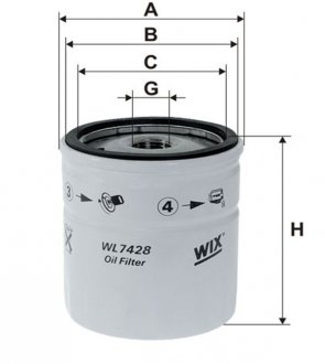 Фильтр масляный DAEWOO LANOS, ZAZ SENS 1.5 97- (-FILTERS) WIX FILTERS WL7428 (фото 1)