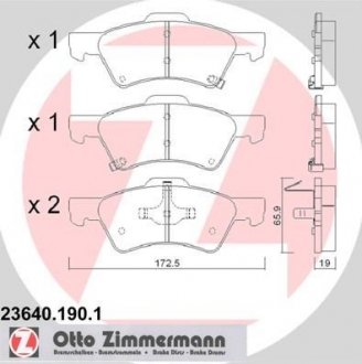 Гальмівні колодки, дискове гальмо (набір) ZIMMERMANN 236401901 (фото 1)