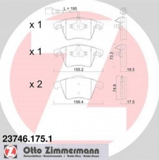 Комплект гальмівних колодок ZIMMERMANN 23746.175.1 (фото 1)