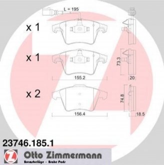 Колодки тормозные ZIMMERMANN 23746.185.1 (фото 1)