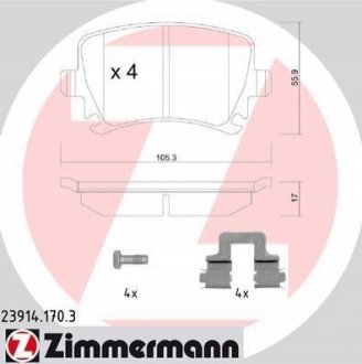 Комплект гальмівних колодок ZIMMERMANN 23914.170.3 (фото 1)