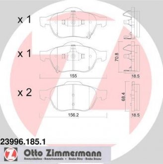 Гальмівні колодки, дискове гальмо (набір) ZIMMERMANN 239961851 (фото 1)