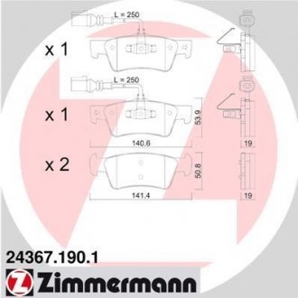 Гальмівні колодки, дискове гальмо (набір) ZIMMERMANN 243671901 (фото 1)