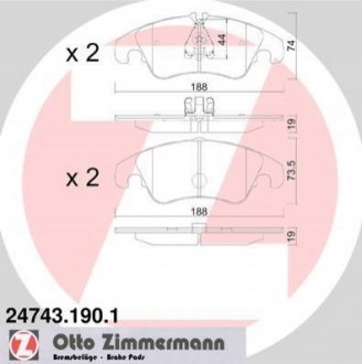 Комплект гальмівних колодок ZIMMERMANN 24743.190.1 (фото 1)