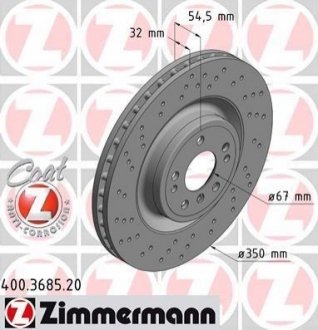 Диск тормозной ZIMMERMANN 400.3685.20 (фото 1)